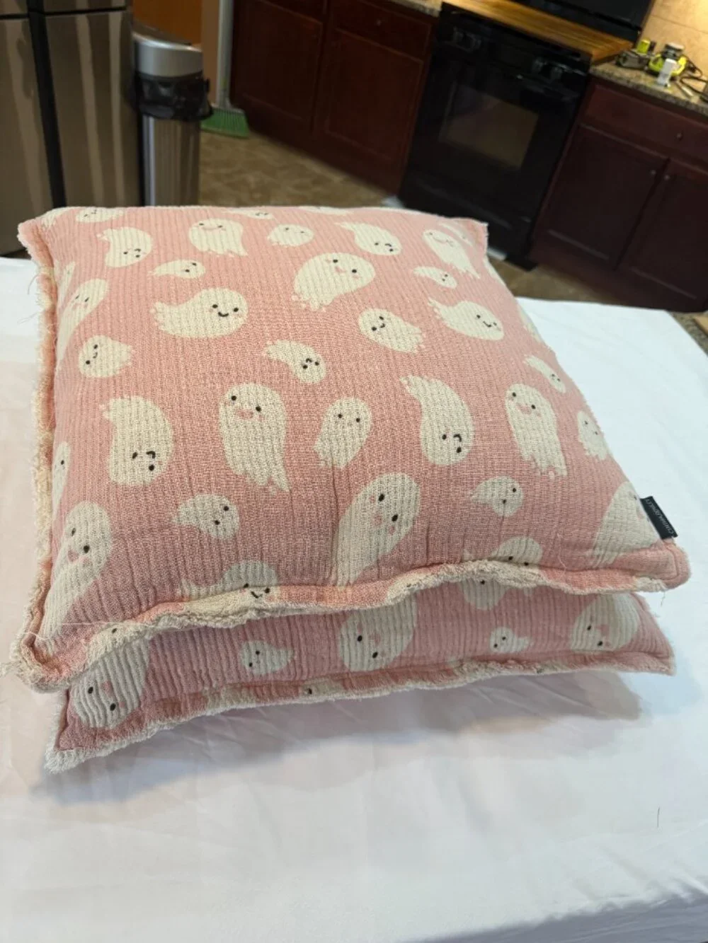 Cynthia Rowley Pink Ghost Halloween Throw Pillows 20x20 Set of 2